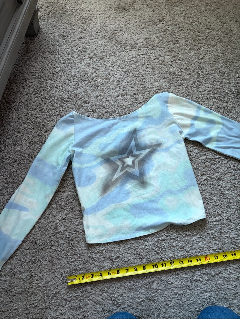 silence + noise pastel blue and white tie-dye top